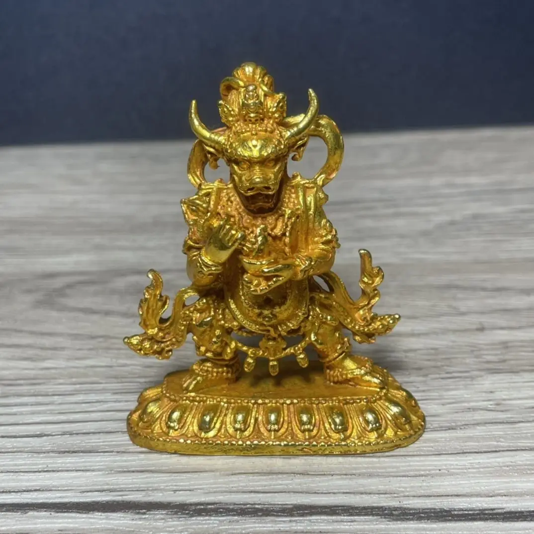 

Antique Bull Demon King Tibetan retro Buddha statue gilt tantra bronze statue household God of Wealth ornament