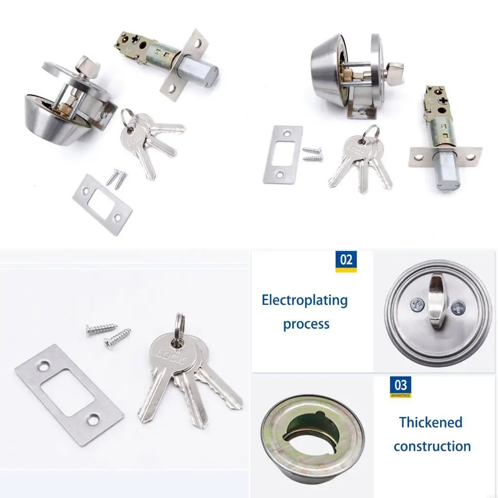  Single Cylinder Deadlock Lock with Security Easy Installation Metal Construction for Exterior Door