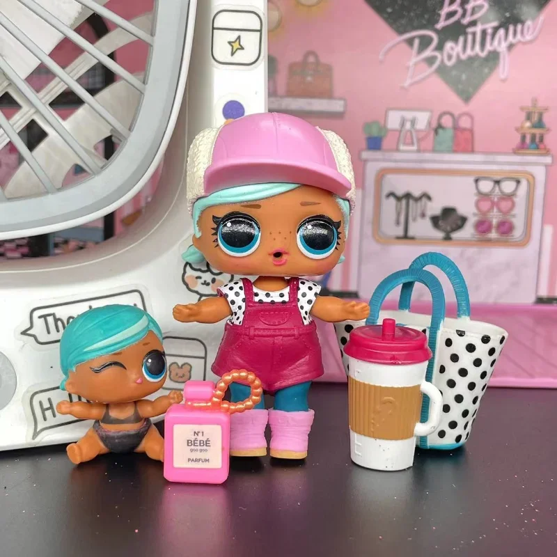 LOL Dolls Sisters Set para meninas, um grande e uma pequena figura brinquedos, inclui roupas e acessórios e acessórios