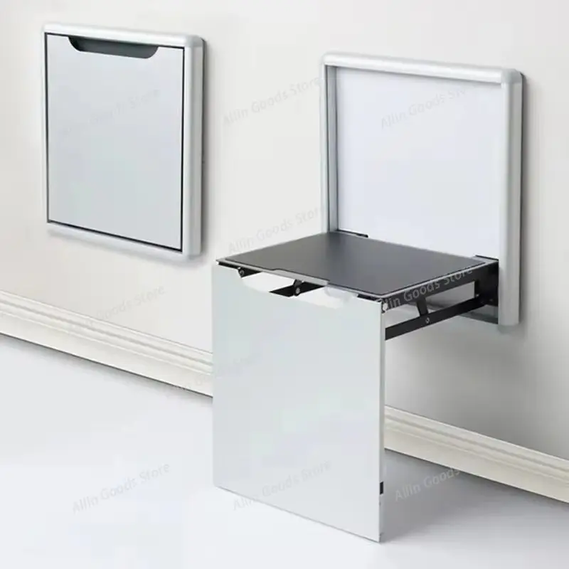 Ultrathin Wall-Mounted Foldable Seat Made of Aluminum Alloy, Multifunctional Household Furniture Used as Porch Rest Seat