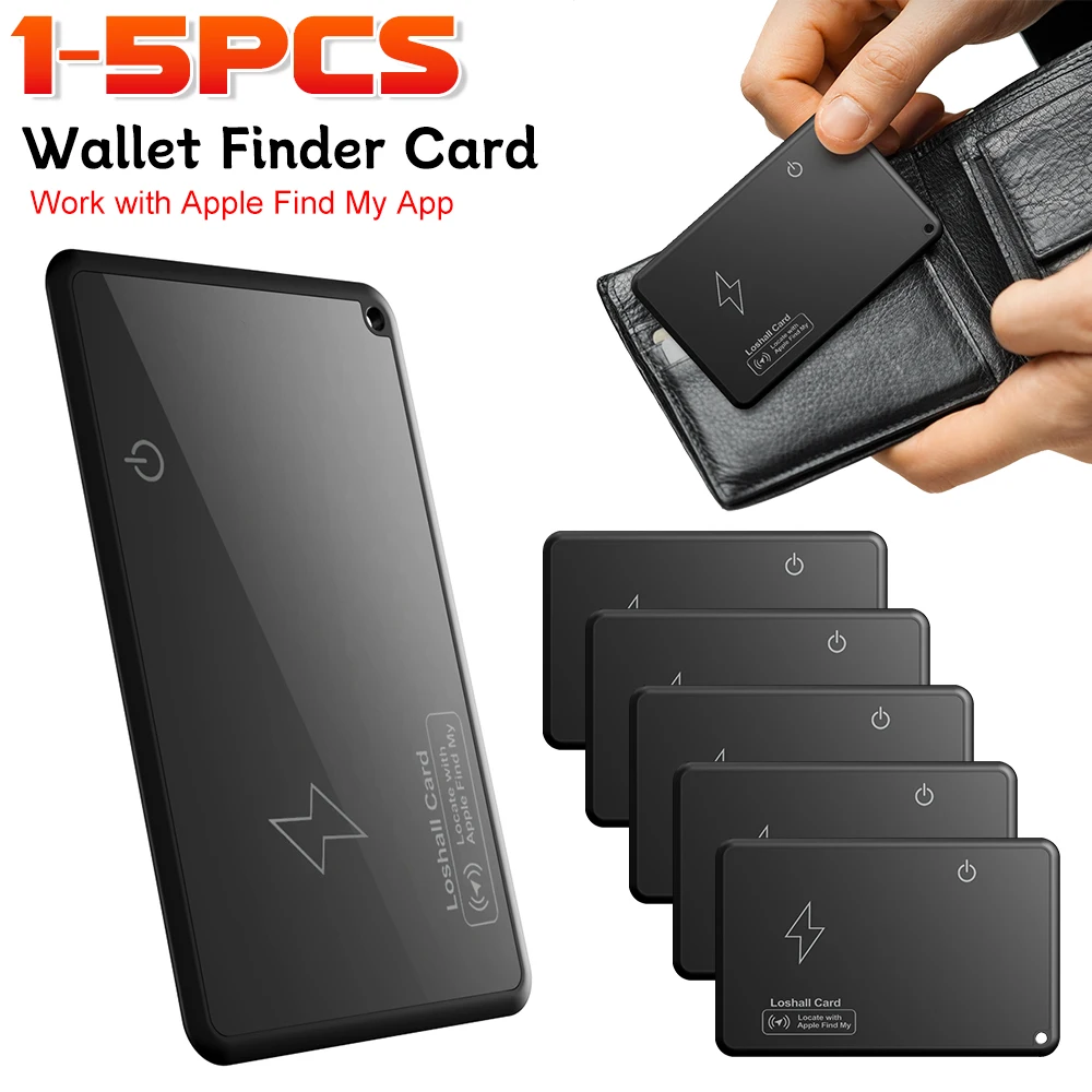 5-1PC Wireless Charging Wallet Tracker Card Work with Apple Find My App Thin Tracking Card Smart Wallet Card GPS Locator for IOS