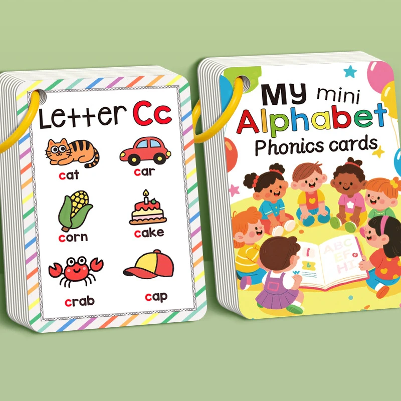 156 Words A-Z Learning Cards with Pictures, 27 English Word Cards, Educational Cognitive Games