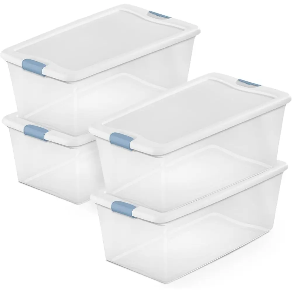 

Набор из 4 контейнеров с защелками, прозрачные пластиковые ящики для хранения под кроватью с крышками, 106 кварт – прочные органайзеры для шкафа, B