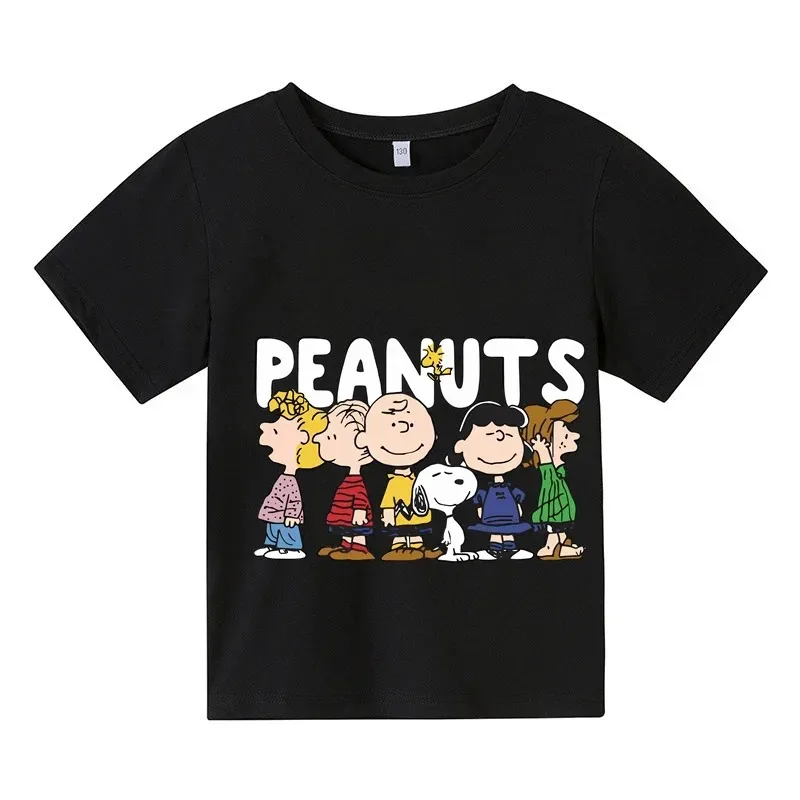 2024 Summmer Snoopy Tshirt Cotton Women Men Charlie Brown Peanuts T Shirt Kids Girls Boys Short Sleeve Cartoon Tee Tops Clothes