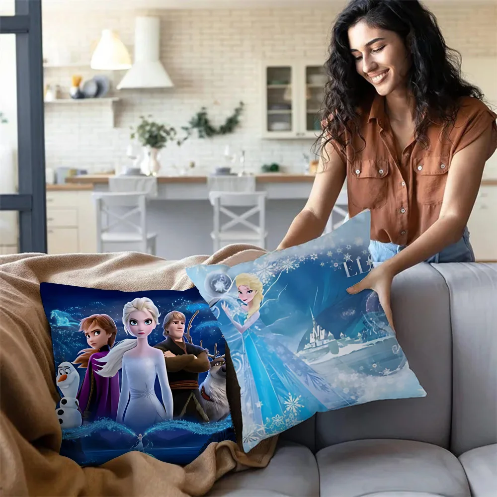 Cartoon Kawaii Königin Elsa Kissen bezüge Cartoon Sofa dekorative nach Hause doppelseitigen Druck kurze Plüsch niedlichen Kissen bezug