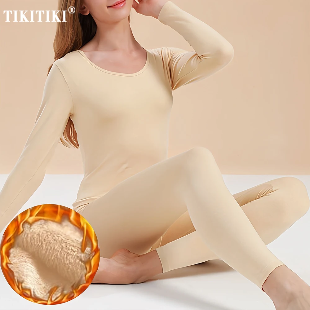 

Термобелье, женский ультра-мягкий комплект джинс, базовый слой, нижнее белье, зимний теплый комплект нижнего белья с верхом и низом