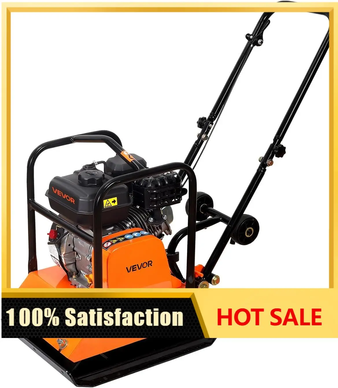 VEVOR Plate Compactor, 6.5 HP 196CC Gas Engine, 5700 VPM Vibrating Ground Rammer, 4047 lbs Compaction Force, 21 x 16 in Plate, W
