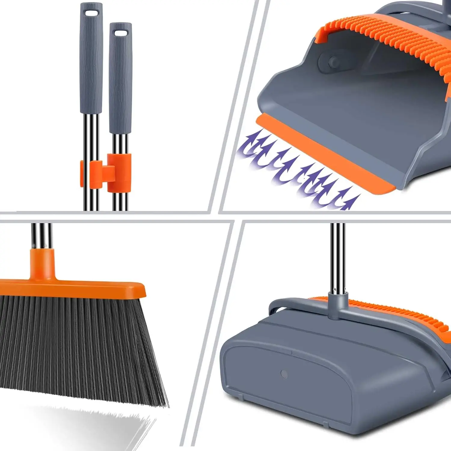 Lejtő Rekettye majd Szemétlapát állítsa self-cleaning vel Szemétlapát fogak indoor&outdoor Seprő, Eszményies Rekettye majd Szemétlapát (gray&orange)