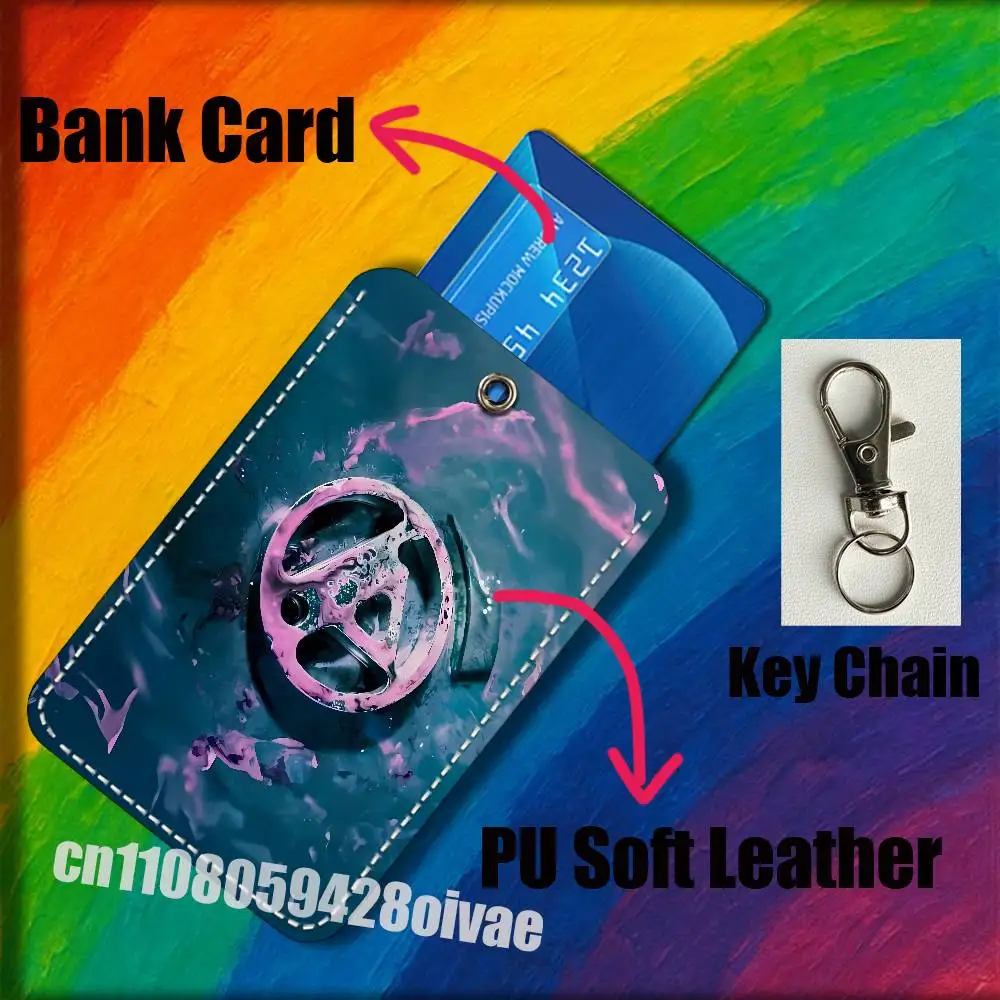 Porte-cartes de crédit, de banque, de métro, de transport public, en cuir, avec porte-clés, pour Emily A-Armstrong L-Linkin P-Park, avec clip d'identification