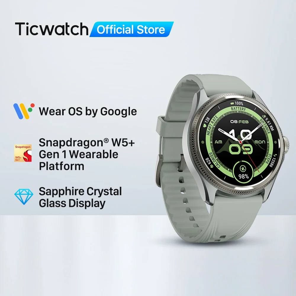 

TicWatch Pro 5 Enduro Slate Wear OS Smartwatch for Men 90Hrs Battery 7/24 Heart Rate Compass and Android Compatible