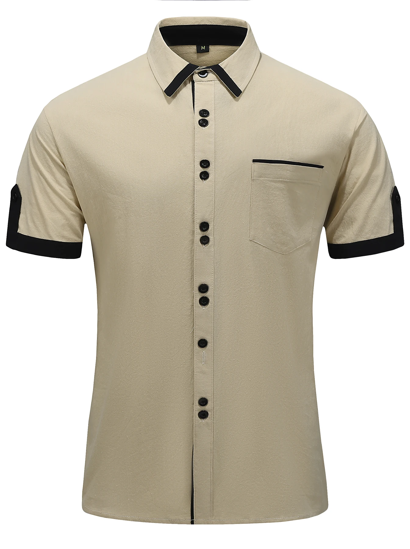 

New style Summer men's Fashion Multi-button Lapel Short-sleeved Shirt Trend Business Slim Men's top