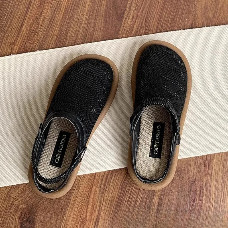 

Women's Shoes Summer Breathable Casual Sandals Fashion Baotou Half Slippers for Women Mesh Sandals Flat Sandals Sandalias Mujer