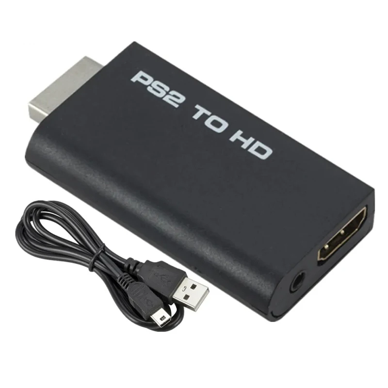 PS2 to HDMI-compatible 480i/480p/576i Audio Video Converter Full 1080P Adapter with 3.5mm Audio Output for All PS2 Display Modes