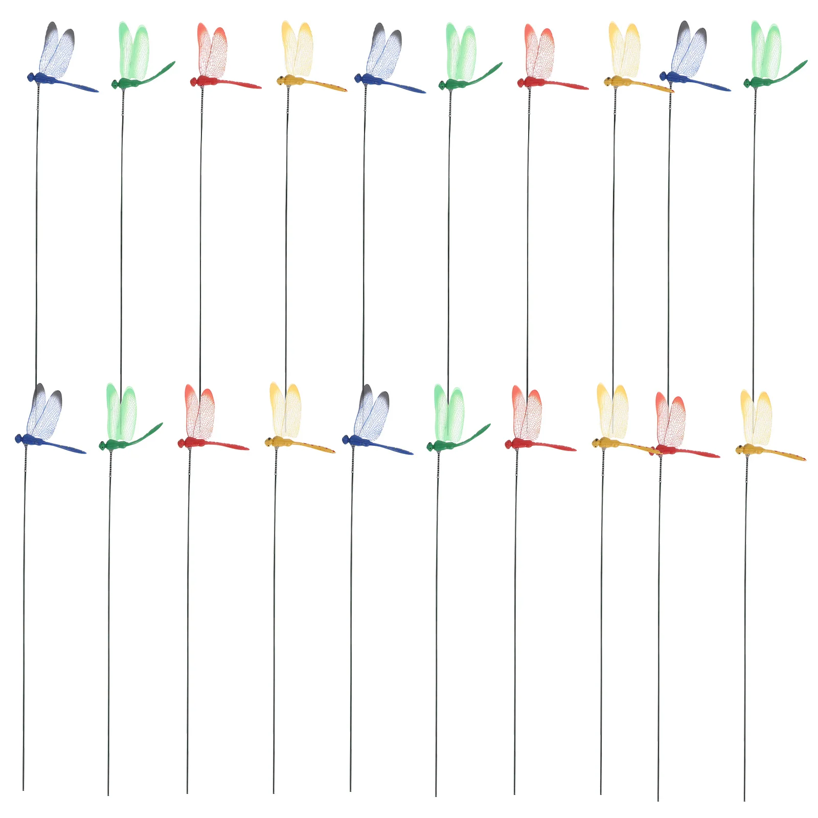 

20pcs Simulated Dragonfly Decoration Lifelike Garden Stakes Yellow Blue Artificial Home Decor Iron Wire PVC Material