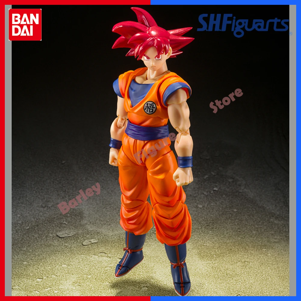 

In Stock Bandai Original S.H.Figuarts Anime Action Figure Dragon Ball Z-SUPER SAIYAN GOD SON GOKU-Red haired-Model Toys Gifts