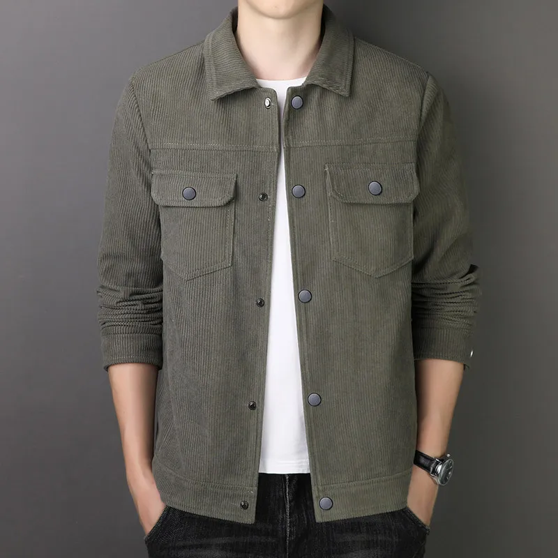 Spring And Autumn Men's Jacket Simple Casual Lapel Slim Fit Corduroy Men's Jacket