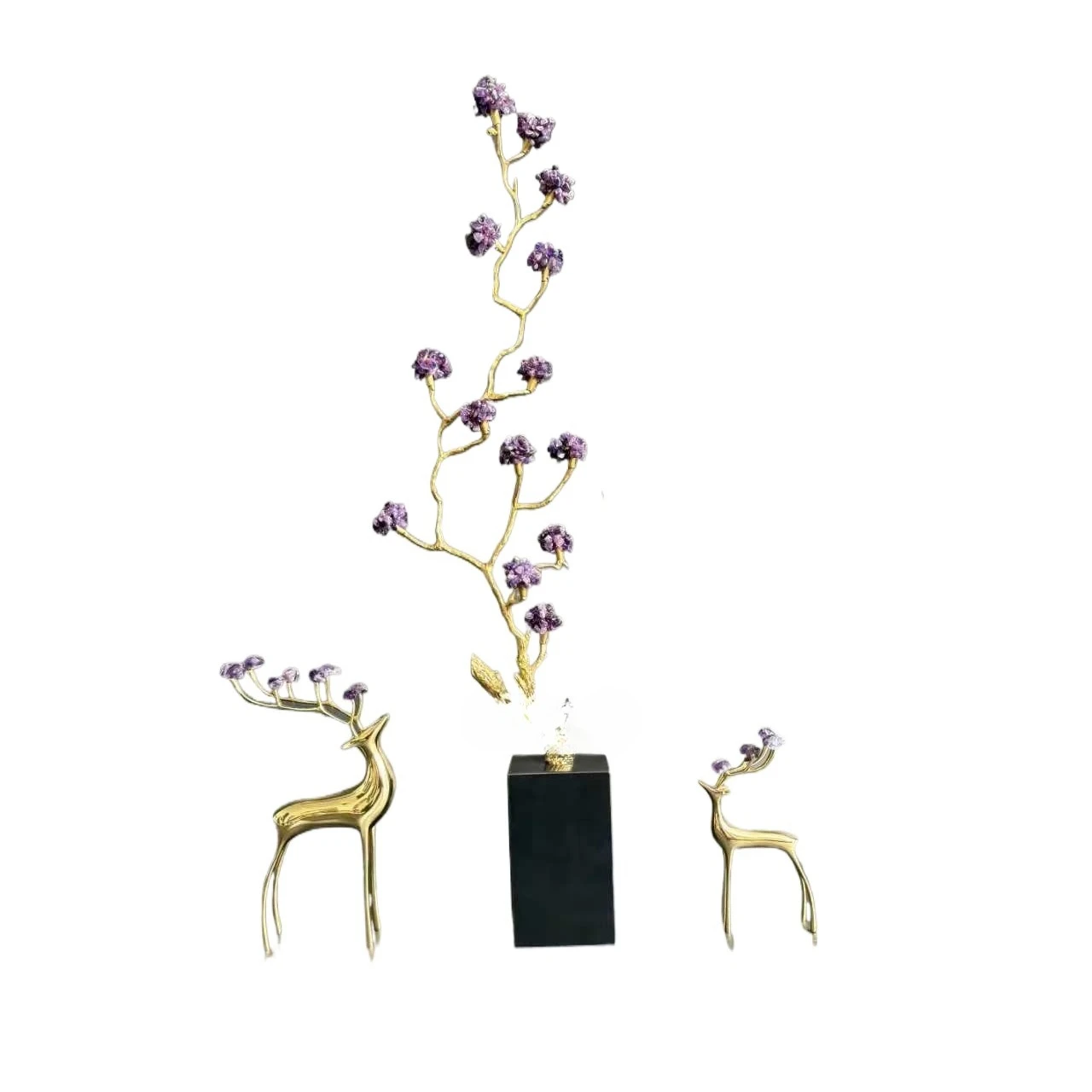 

Fortune Tree Lucky Living Room Entrance Cabinet Niche TV Cabinet Brass Ornament