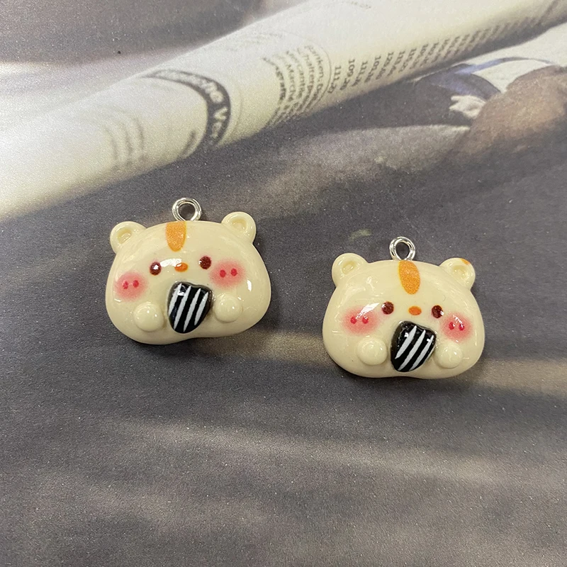 10/14pcs Cartoon Hug Food Animal Resin Charms Kawaii Cat Hamster Panda Rabbit Pendant For Earring Keychains Diy Jewelry Make