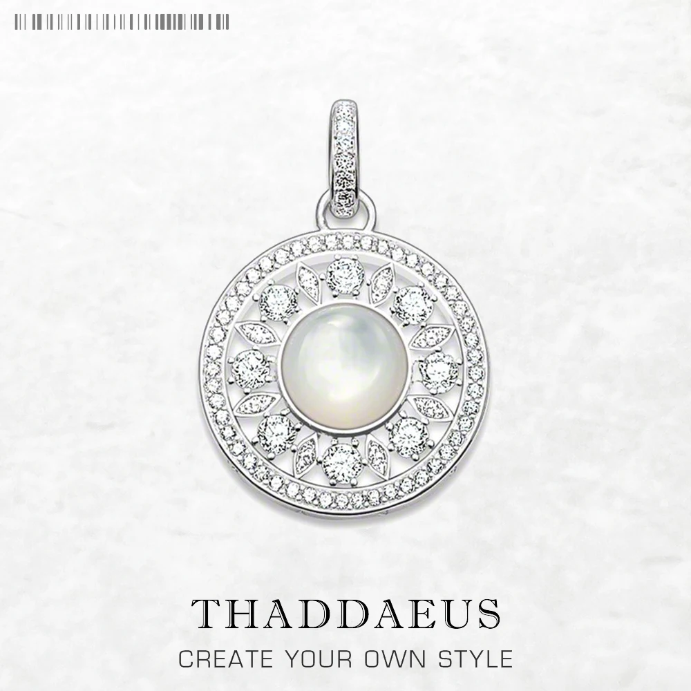 

White Stone Ornament Pendant Brand New Real 925 Sterling Silver Jewelry Europe Style Fine Accessorie Romantic Gift For Woman