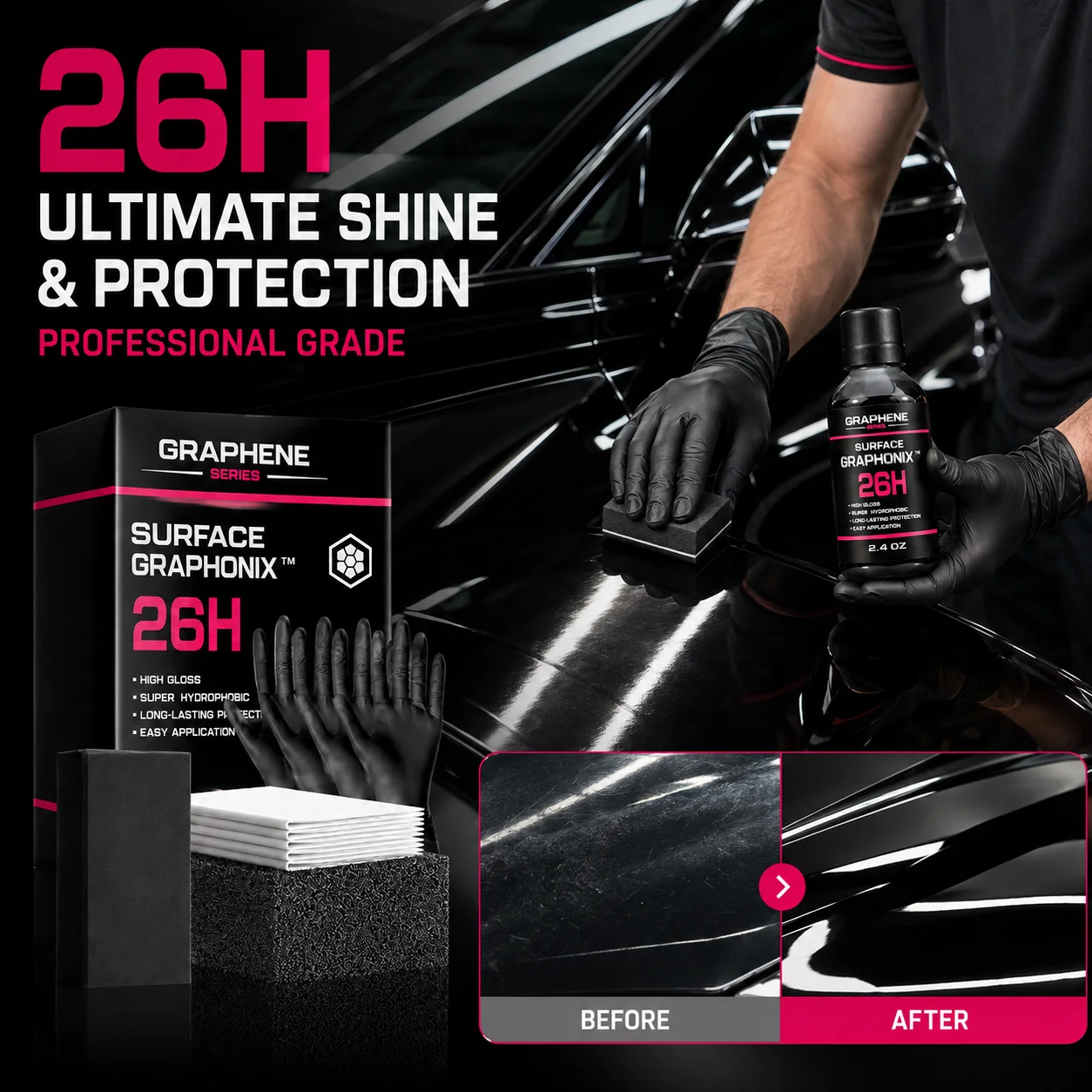 High Gloss Graphene Nano-Ceramic Car Coating Kit Universal For All Cars Professional Beauty Long Lasting Gloss Protection