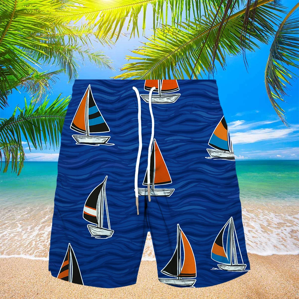 Men's Hawaiian Seaside Holiday Beach Shorts Fashion Flower Graphic 3D Print Board Short Summer Thin Quick-dry Swimming Trunks