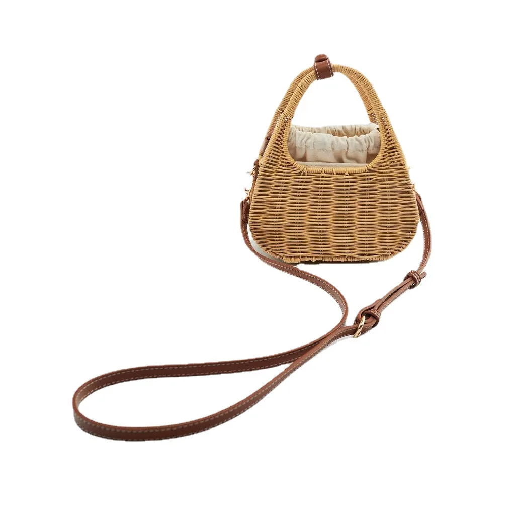 Imagem -02 - Bolsa de Rattan Bolsa de Praia Bolsa de Ombro Crossbody Bolsas para as Mulheres Bolsala de Palha Bolsas de Verão Tecido Bolsa de Compras