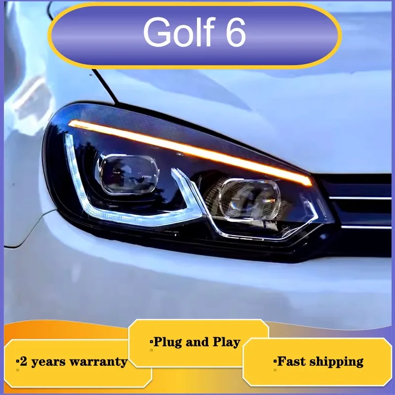 Car Accessories for VW Golf 6 Head Lamp  2009-2013 Golf MK6 Headlight Volkswagen DRL Turn Signal Low High Beam Projector Lens