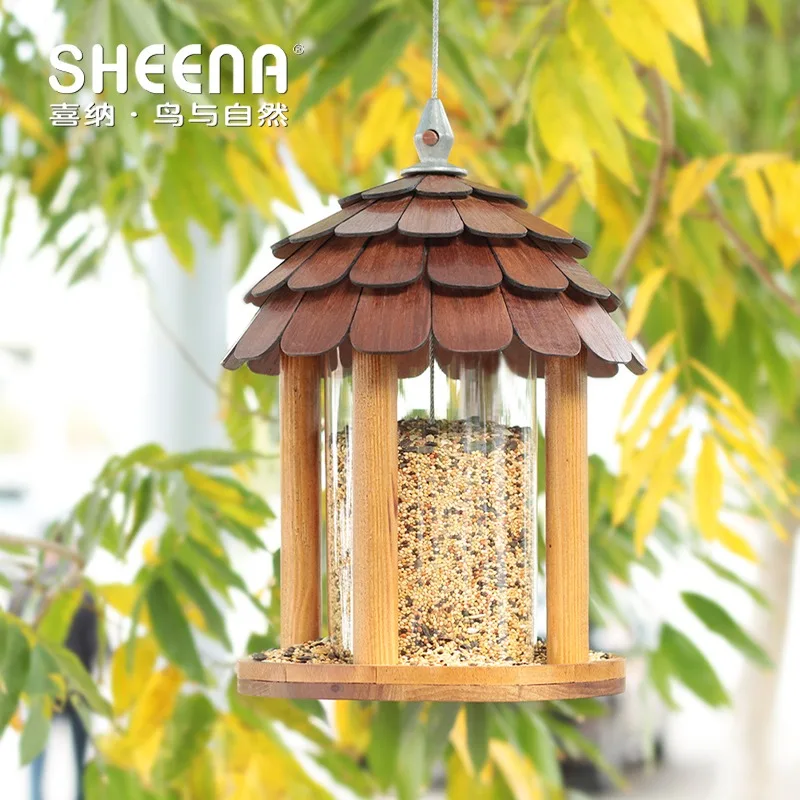 

Waterproof Garden Gazebo Hanging Wild Bird Feeder Outdoor Container with Hang Rope Pet Birds Feeding House Type Bird Feeder