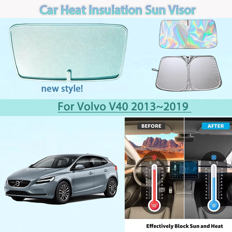 

Car Front Windshield Sunshade Heat Insulation Sun Visor Summer Colling Auto Accessories For Volvo V40 2013~2019 2014 Foldable