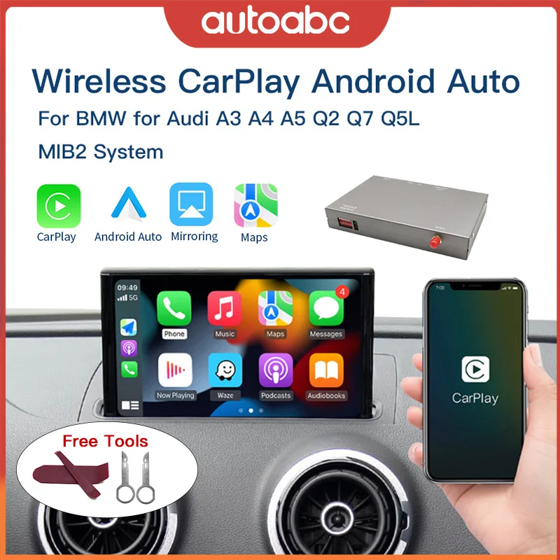 Wireless CarPlay Android Auto Interface for Audi A3 A4 A5 Q2 Q7 Q5L 8P carplay AirPlay Mirror Link multi-media rear camera