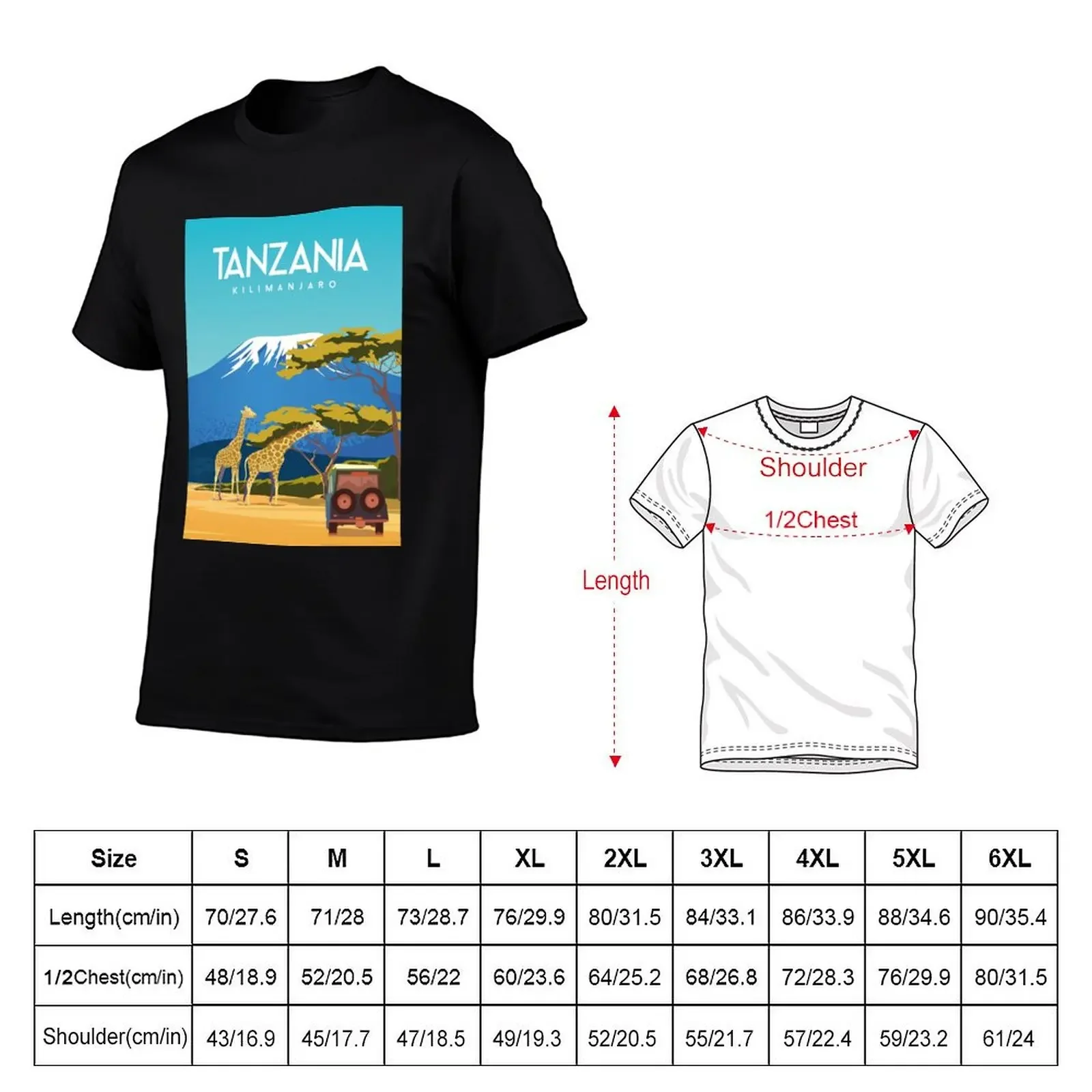 Tanzania Africa travel poster T-Shirt custom t shirt blanks anime clothes men graphic t shirts