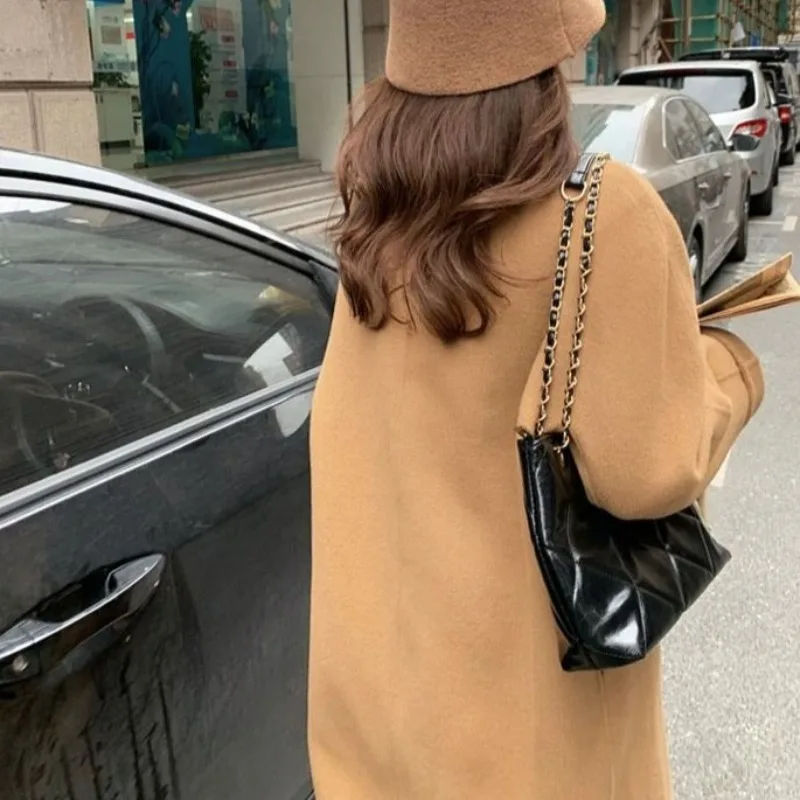 Blends Women Autumn Gentle Elegant Mujer Temperament All-match Leisure Solid Long Style Loose Coats Minimalist Style Youthful