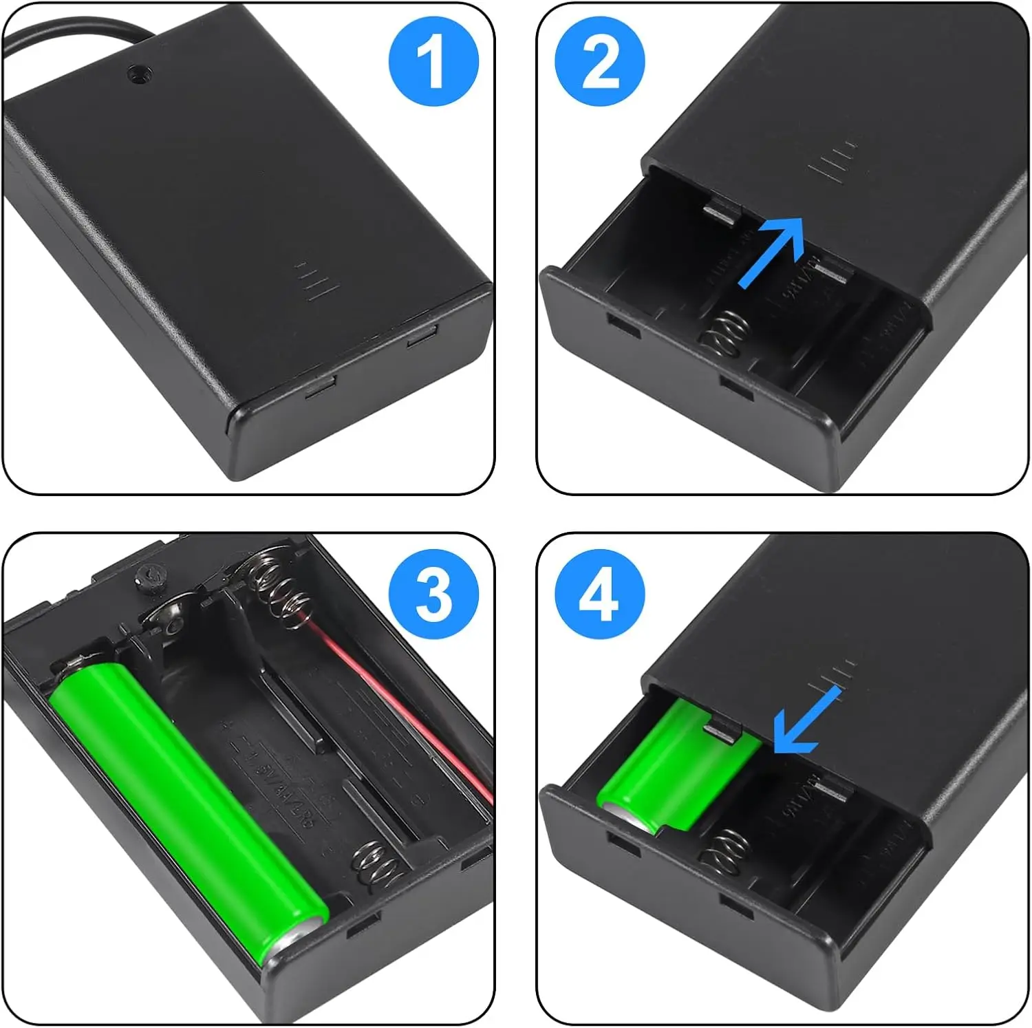 Hprosper Battery Case 3 AA Battery Box Holder with ON-Off Switch and USB Female Socket Black