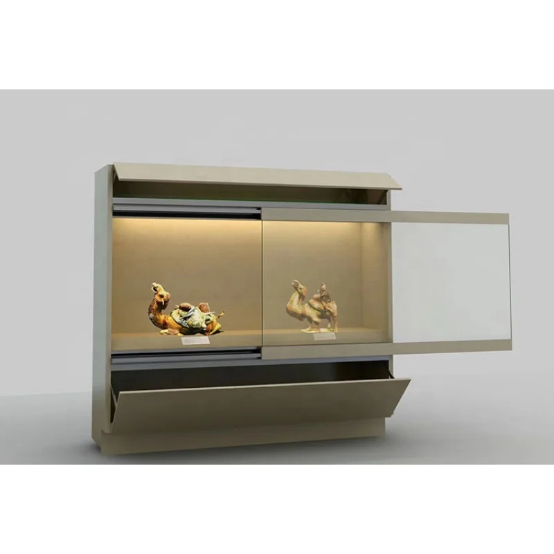 Custom. custom ized Glas Museum Display Holz oder Metall Display Vitrine