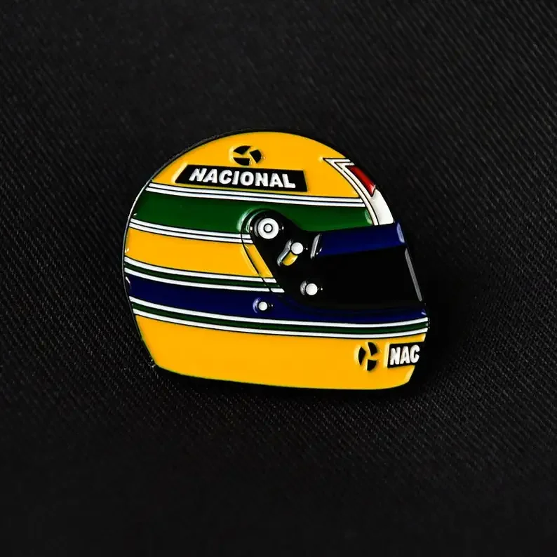 Aryton Senna Helmet Hard Enamel Pin（It's not soft enamel）, Racing Helmet