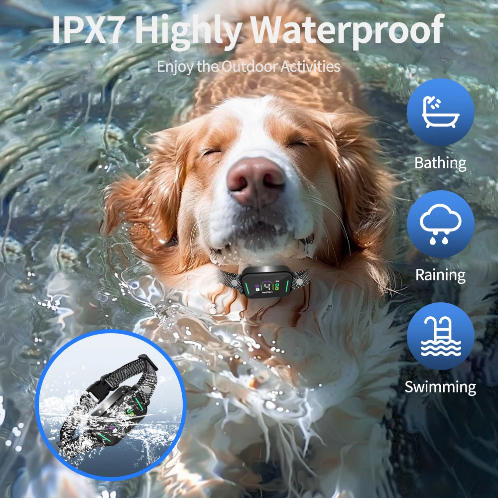 طوق لحاء الكلاب طوق تدريب مضاد للنباح مع صدمة اهتزاز صفير للكلاب الكبيرة والمتوسطة الصغيرة، طوق صدمة الحمل مع 8 Adju #4