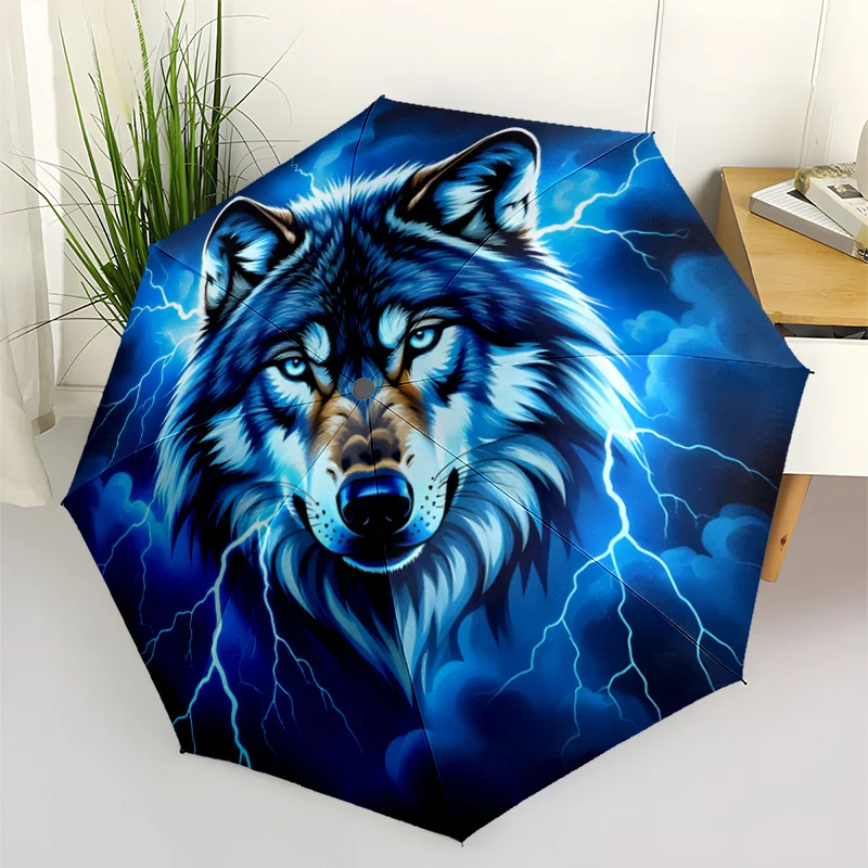 

Lightning Wolf Compact Automatic Folding Umbrella | Durable Iron Frame, 8 Ribs, Fashionable and Foldable, Perfect for All Seas