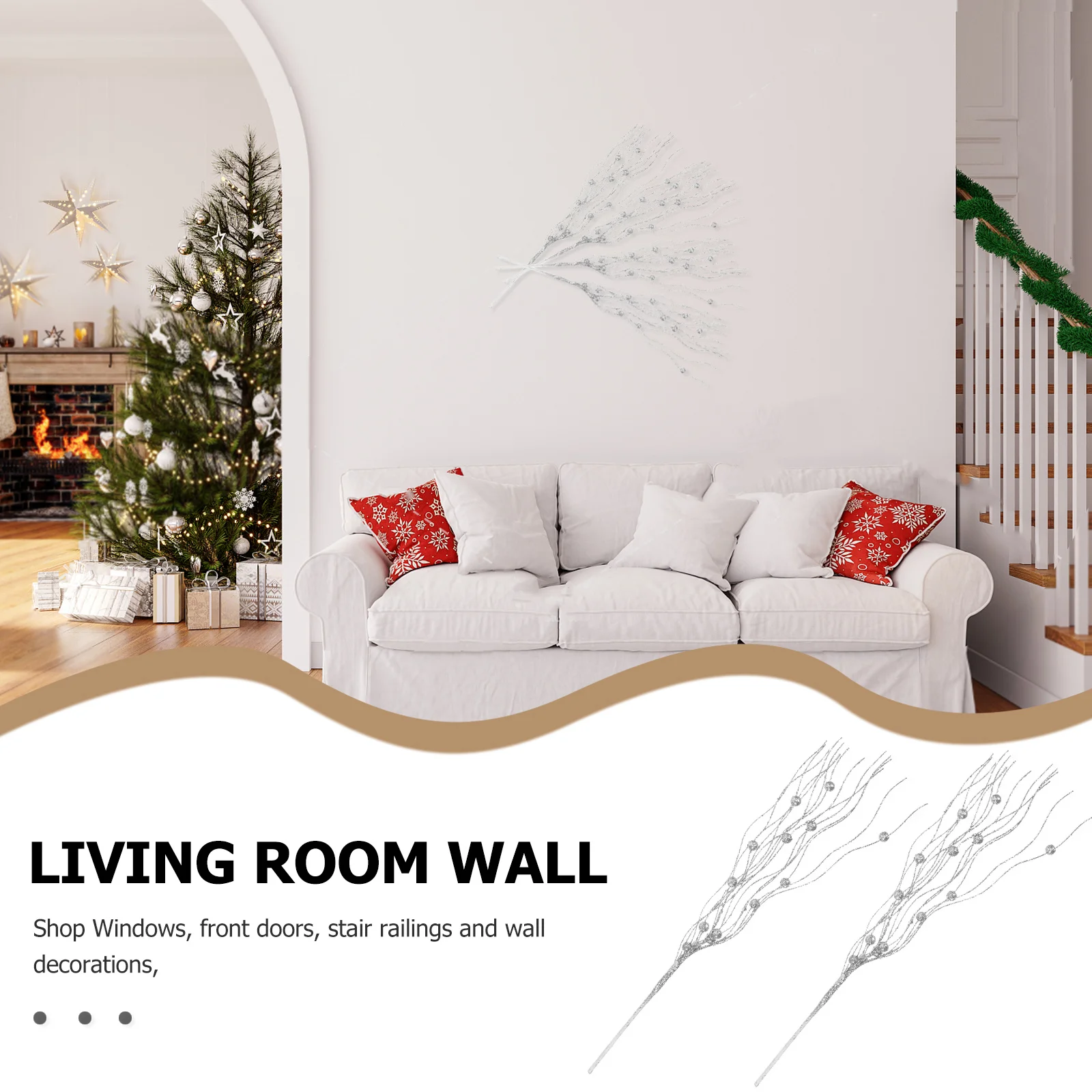 

5Pcs Christmas Tree Decoration Artificial Branch Reusable Plastic Simulated Plant Stems for Home Vase Filling Ornament Festive