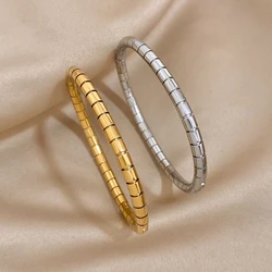 Greatera Creative Stainless Steel Snake Bone Bangles Bracelets for Women 18K Gold Plated Metal Bracelet Waterproof Jewelry 2024