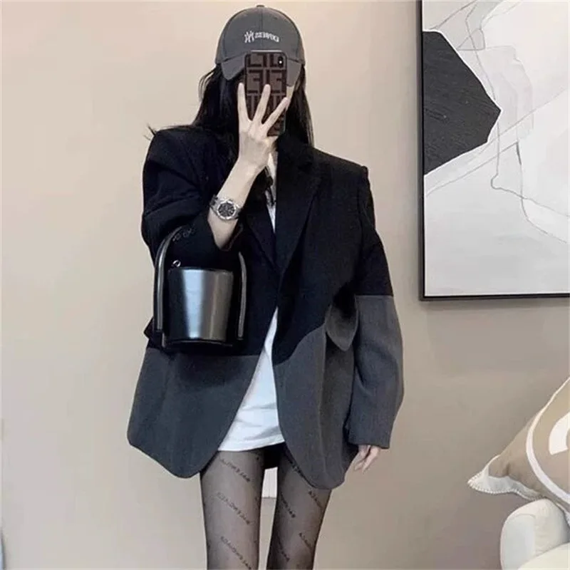 

Spring Autumn Women's Unique Jaets Coats Suits Straight Cut Polyester Long Sve One Button Closure Faionable