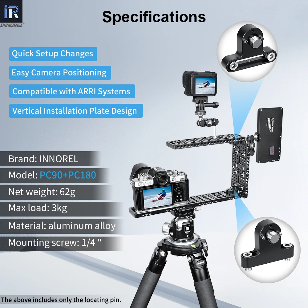 INNOREL PC90/PC180 Switching Mounting Plate with ARRI Locating Pin, Built-in 1/4