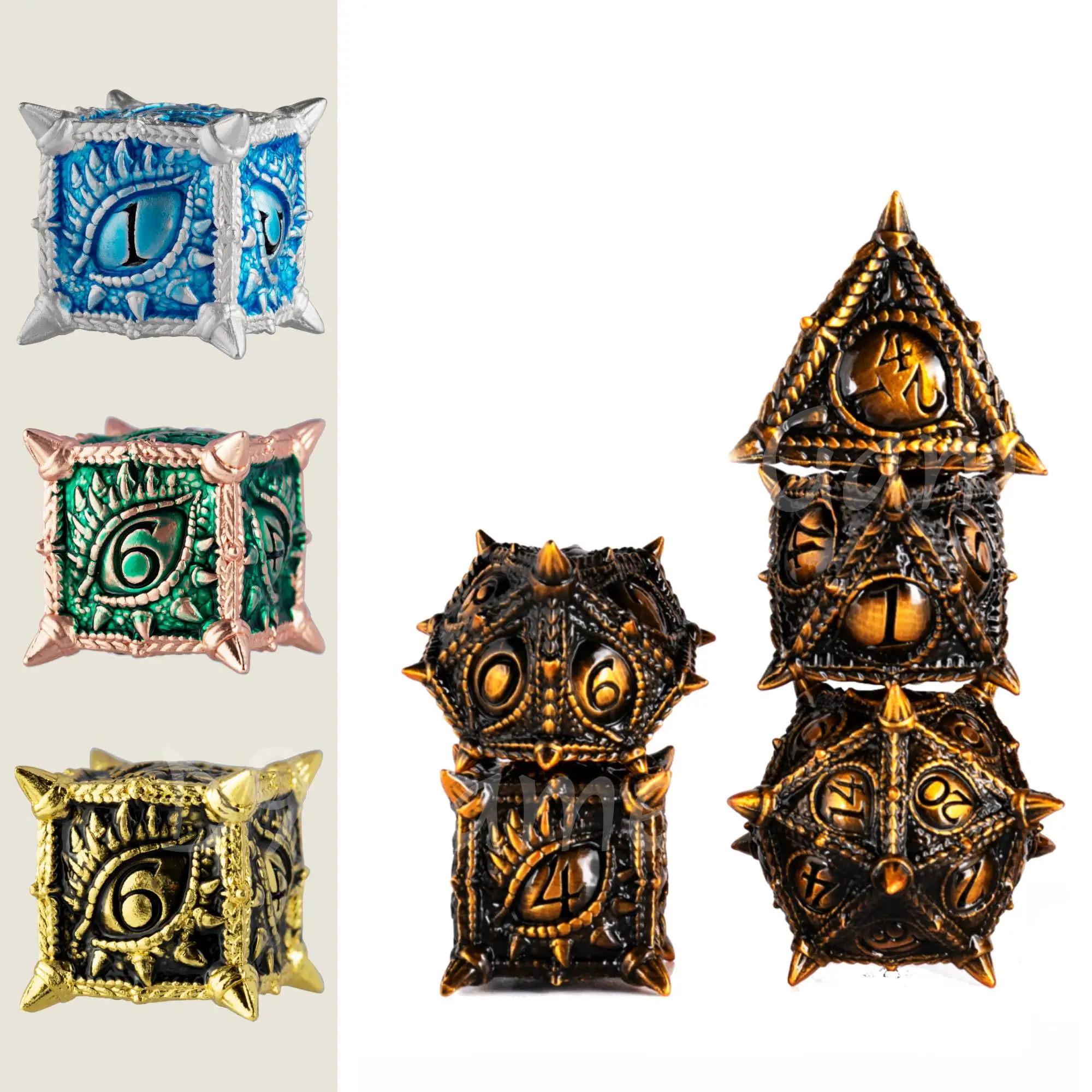 مجموعات نرد التنين مجموعة نرد تنين معدني متعدد السطوح لألعاب الزنزانة والتنينات DND مجموعة نرد rpg نرد حافة حادة D & D #6