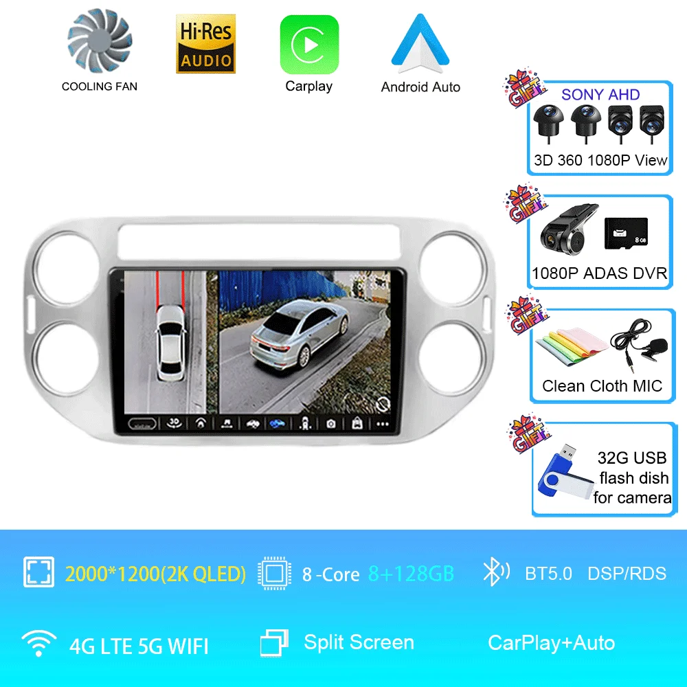 Android 16 voor Volkswagen VW Tiguan 5N 2007-16 VW Golf Plus 2004-13 9 inch CarPlay autoradio GPS navigatie head unit