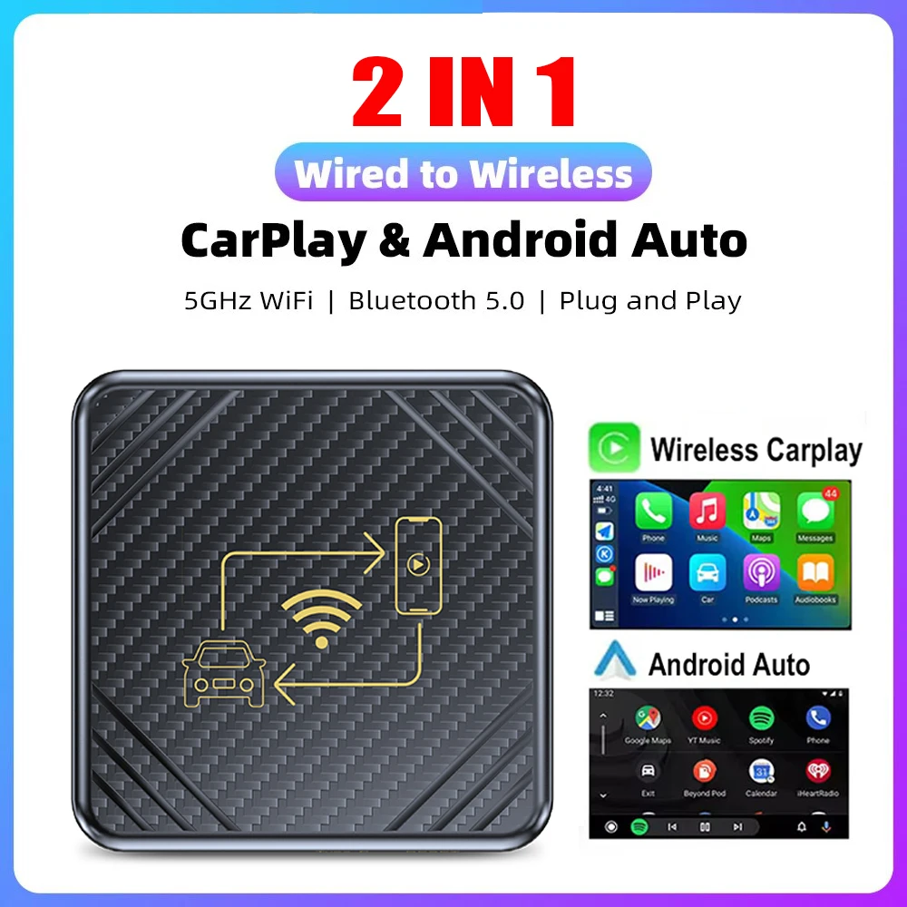 2 in 1 Wifi CarPlay Box Android Auto Adapt For Wired CarPlay Display to Wireless Smart Box Linux System OEM Upgrade