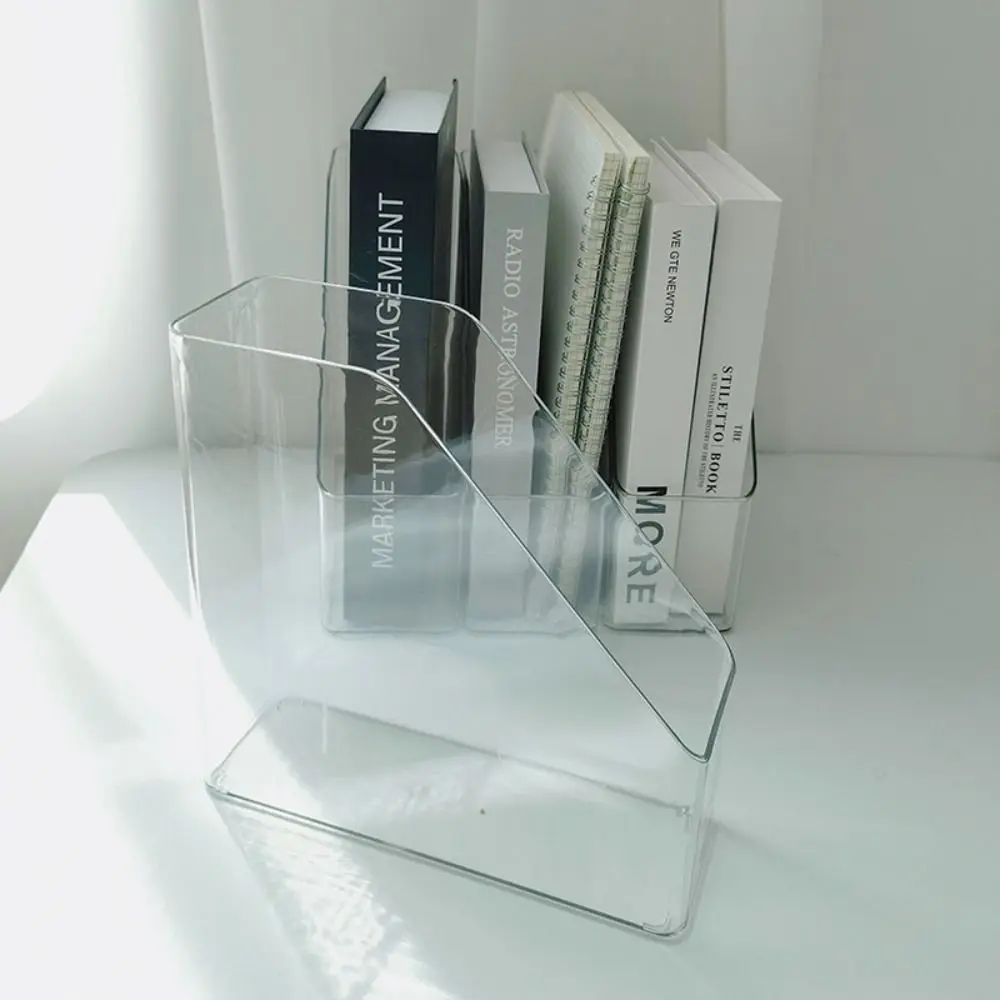 Sturdy Transparent Desk Folder Storage Bin Slim Vertical File Folder Space Saving Countertop Paper Tray Organizer Office