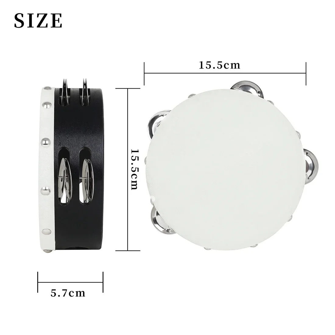 IRIN 2 buah Orff rebana 6 inci 8 inci bel tangan kulit domba baris ganda cocok untuk pendidikan Pencerahan