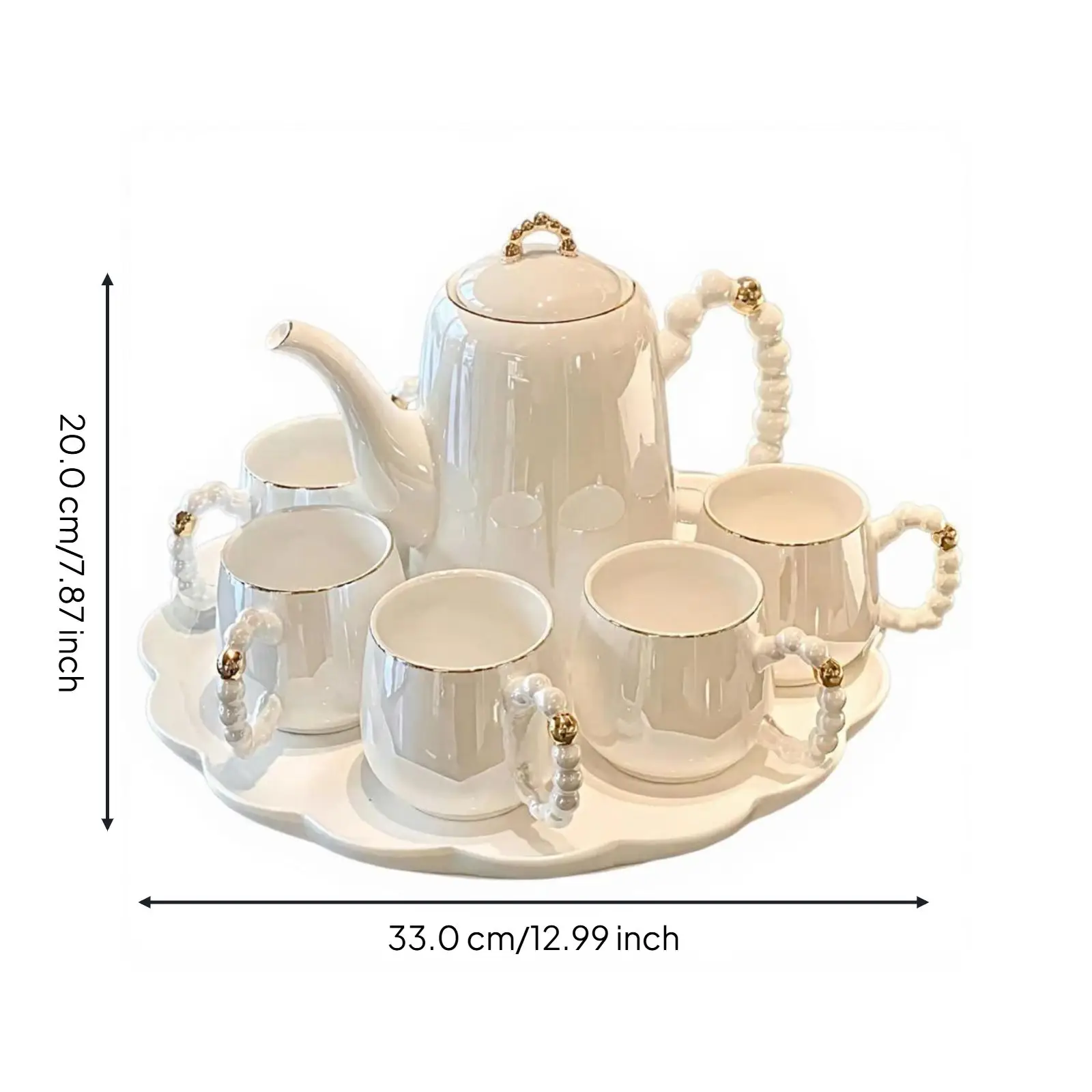 Porcelain Tea Set Luxury Ceramic Teapot and Cups Gift view 6