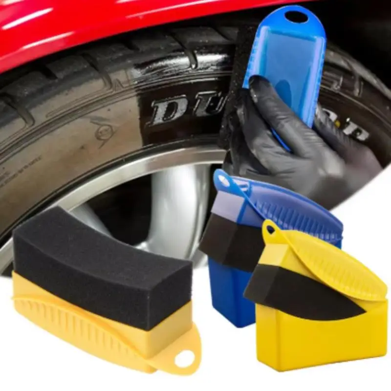Car Wheel Polishing Waxing Sponge Brush ABS Plastics Washing Cleaning Tire Contour Dressing Applicator Pads Detail Accessories