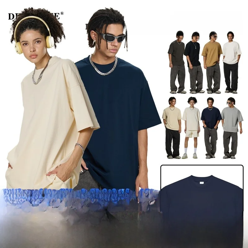 

Men's ort Sve T-irt Heavyweight High Collar Earth Tone American Sle Cotton Comfortable Breathable Non-fading Spring ...