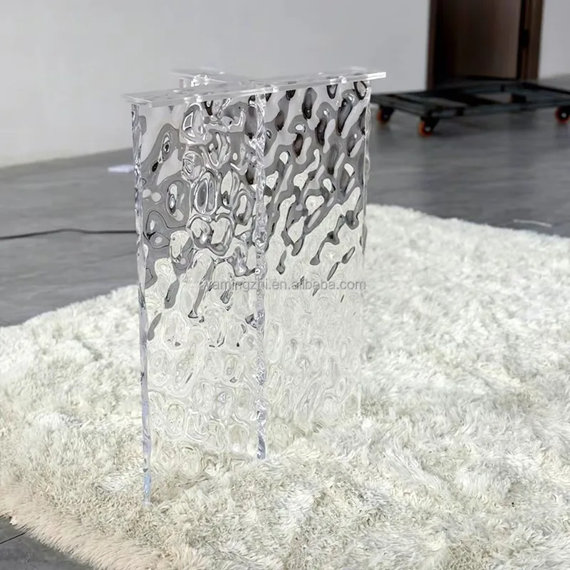 Factory Price Interior Furniture Accessories Water Ripples Acrylic Table Feet Transparent Thickened T-shape Acrylic Desk Legs